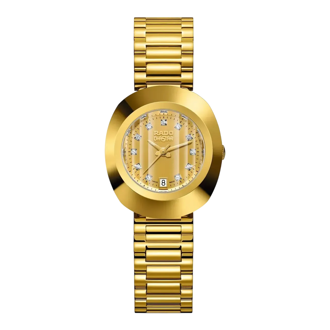 Rado Original Diastar Quartz 27mm 11 Diamond Yellow Gold Pvd Women's Watch R12306303
