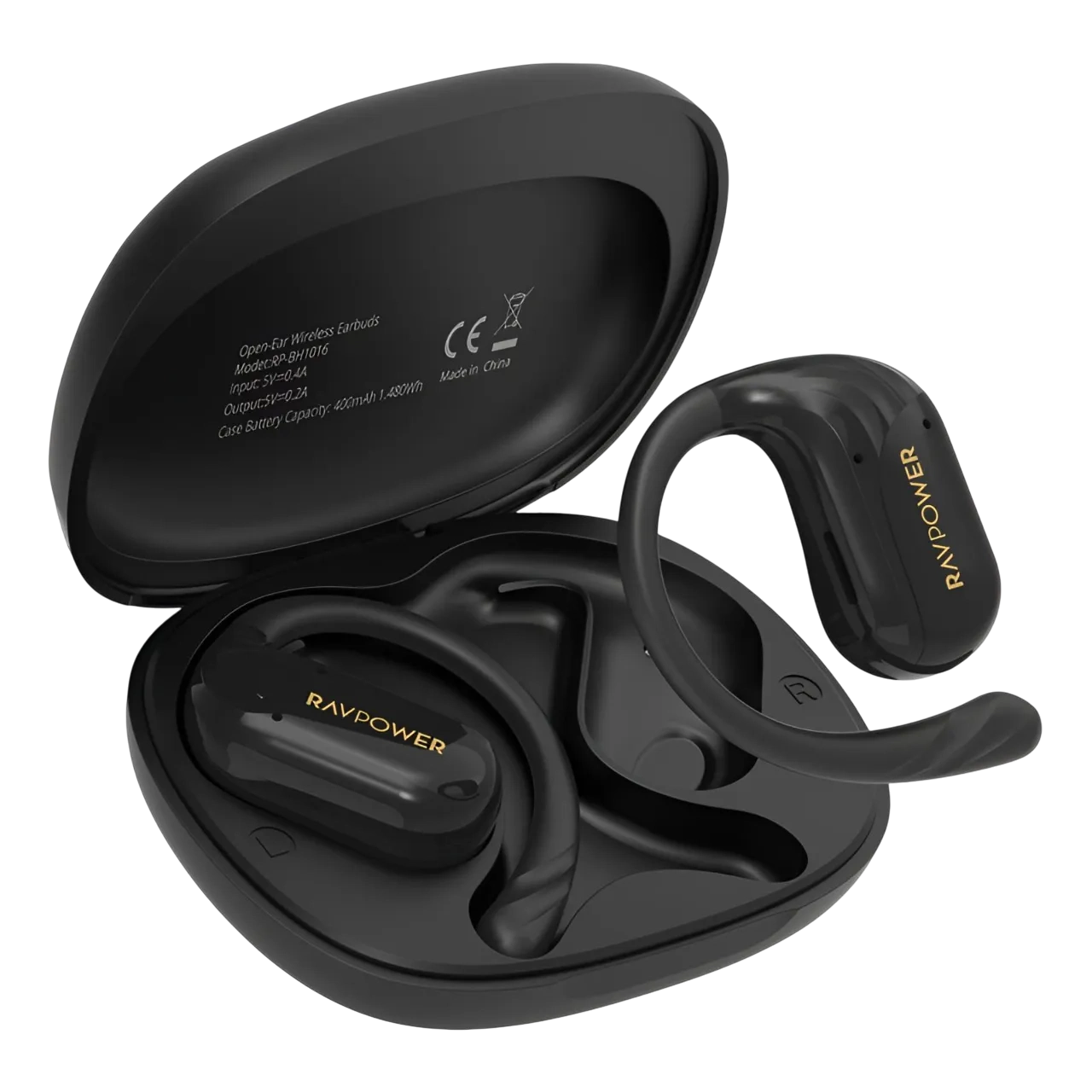 RAVpower Open-ear True Wireless Bluetooth Earbuds, Black, Rp.bh1016.bk