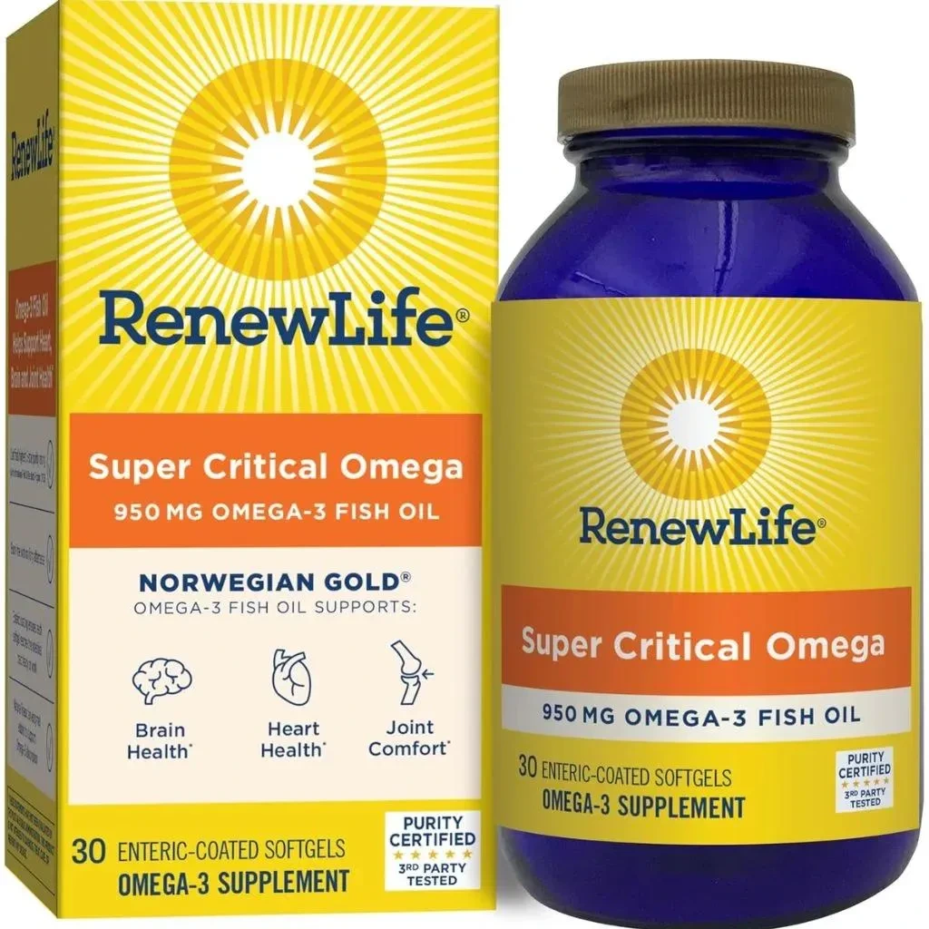 Renew Life Super Critical Omega 950mg Omega-3 Fish Oil Softgels, Pack Of 30's