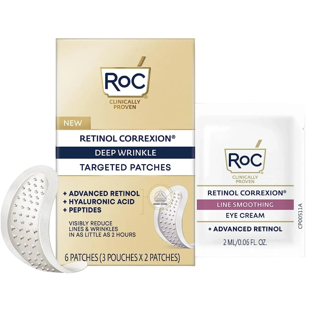 Roc Retinol Correxion Deep Wrinkle Non-Invasive Targeted Patches For Forehead And Between Eyes 11 Lines