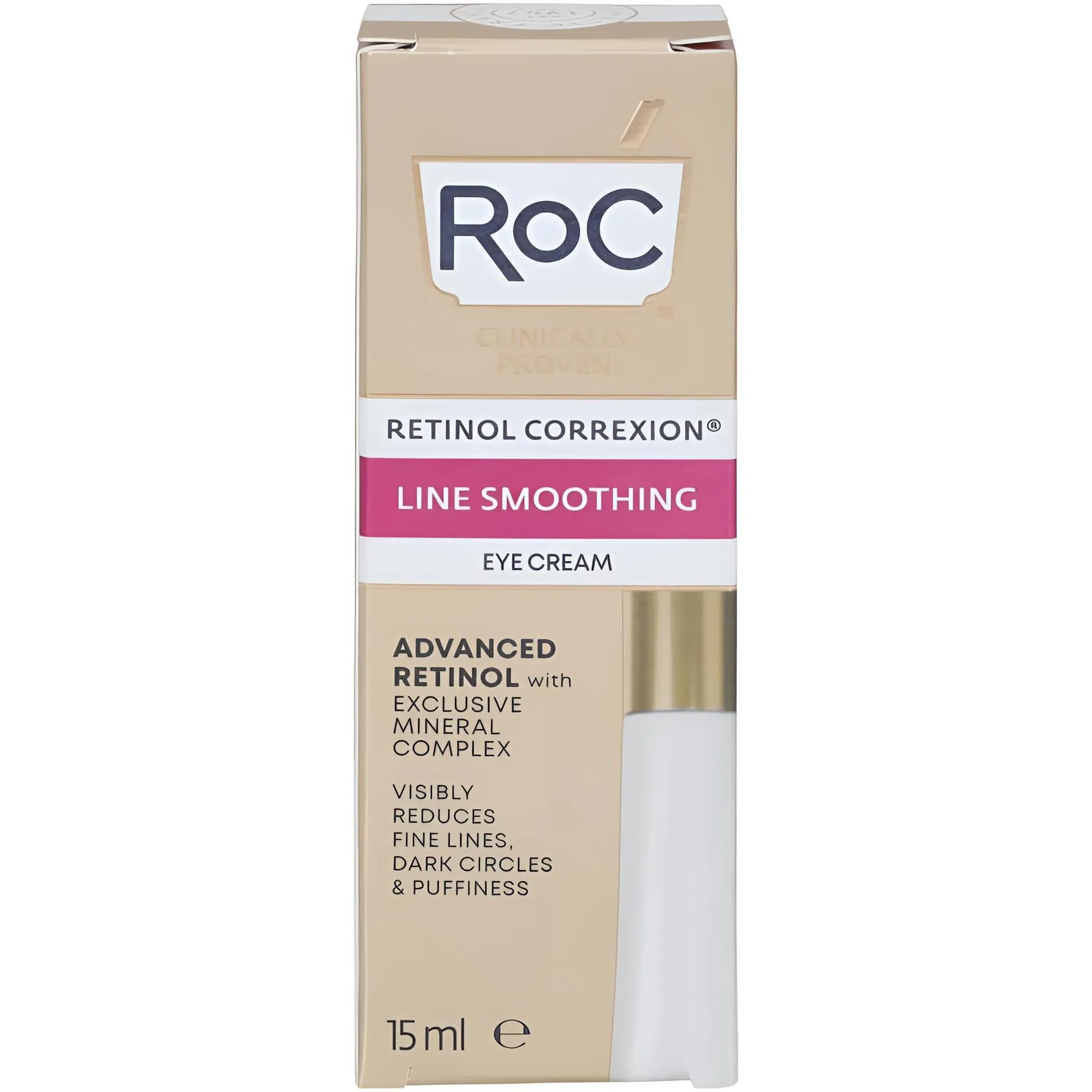 Roc Retinol Correxion Line Smoothing Eye Cream Visibly Reduces Puffiness & Dark Circles Anti Wrinkle 15 Ml