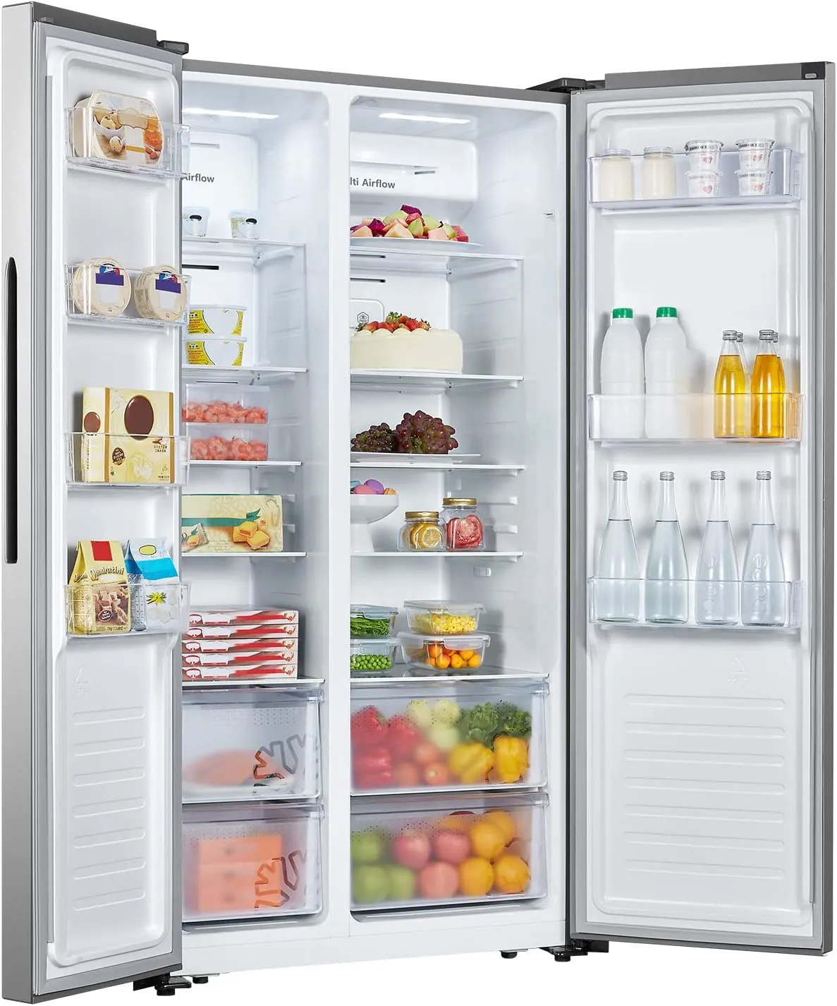 Hisense 670 Liter Refrigerator Side By Side A+ Energy Efficiency Silver Model RS670N4ASU