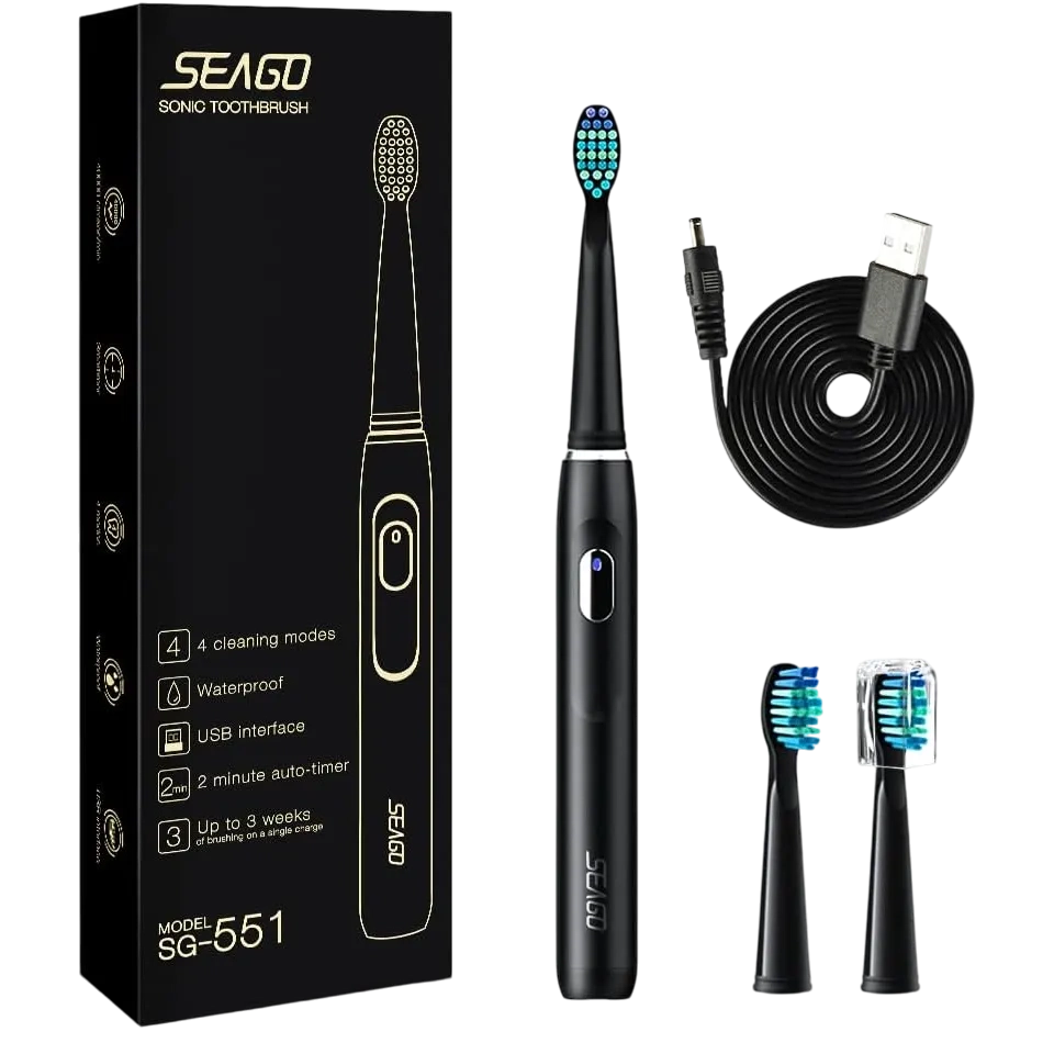 Seago Electric Rechargeable Toothbrush With 4 Brushing Modes Sg-551n Black-c