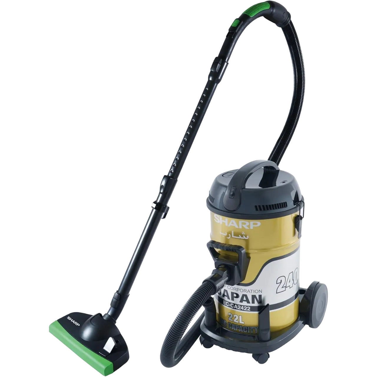 Sharp 22L 2400W Heavy Duty Drum-Barrel 100% Copper Motor Vacuum Cleaner Ec-Ca2422 Gold