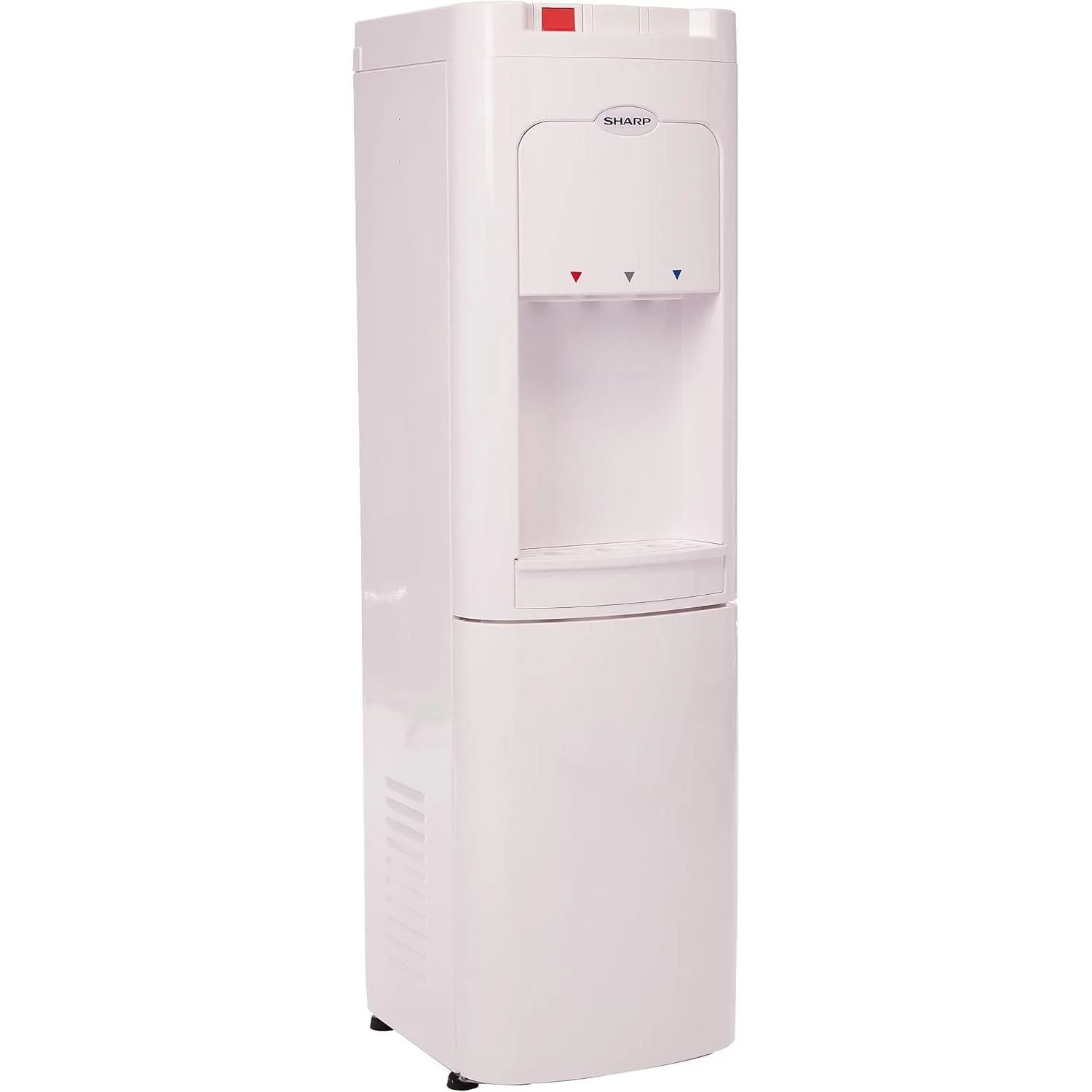Sharp Top Loading Water Dispenser, Novel Three Faucet, Three Tap Design For Hot, Cold, Normal Temperature Swd-e3tlc-wh3