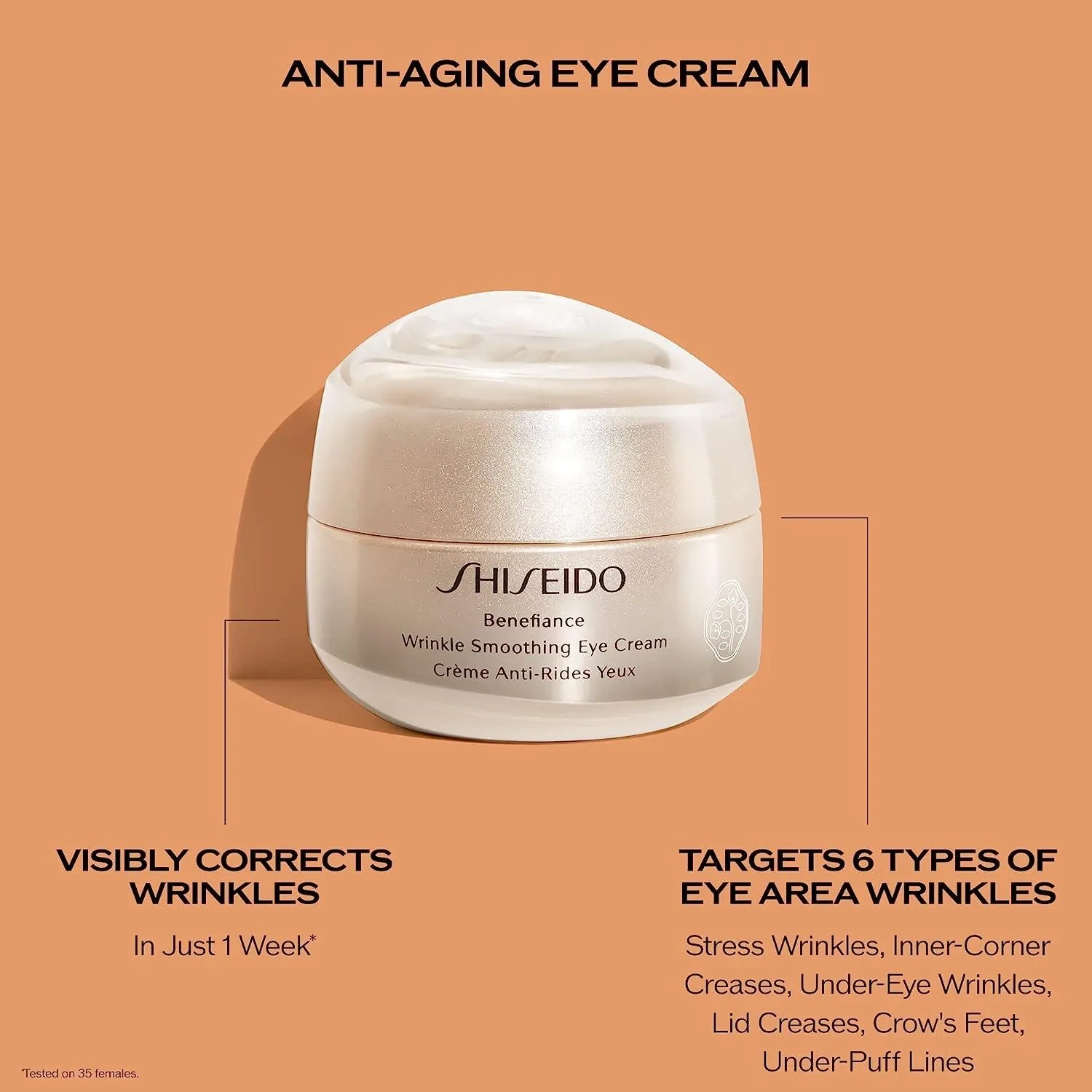 Shiseido Benefiance Wrinkle Smoothing Eye Cream,Visibly Improves Six Types Of Eye Wrinkles,All Skin Types,15 Ml