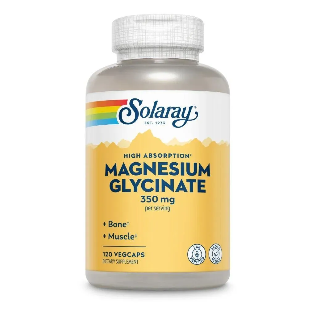 Solaray 350mg Magnesium Glycinate Vegetarian Capsules For Healthy Bones & Muscles , Pack Of 120's