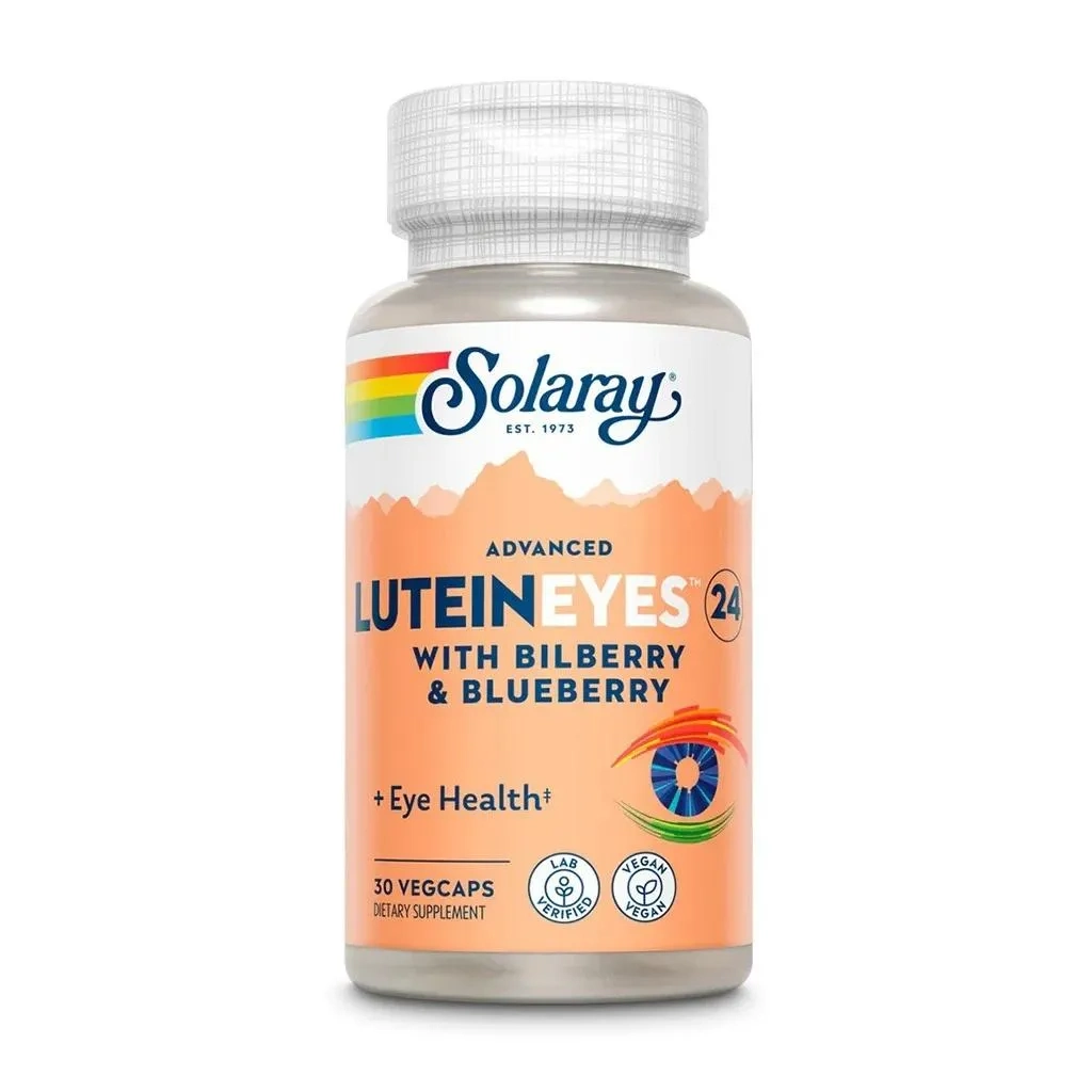 Solaray Advanced Lutein Eyes 24mg Vegetarian Capsules With Marigold, Bilberry & Blueberry For Eye Health, Pack Of 30's