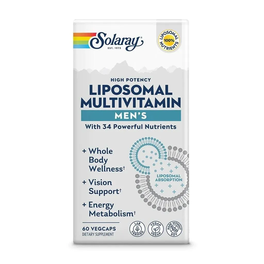 Solaray Liposomal Multivitamin Men's Vegetarian Capsules For Whole Body Wellness, Healthy Vision & Energy Metabolism, Pack Of 60's