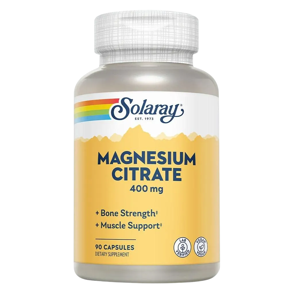 Solaray Magnesium Citrate 400 Mg Capsules For Bone Strength & Muscle Support 90’s