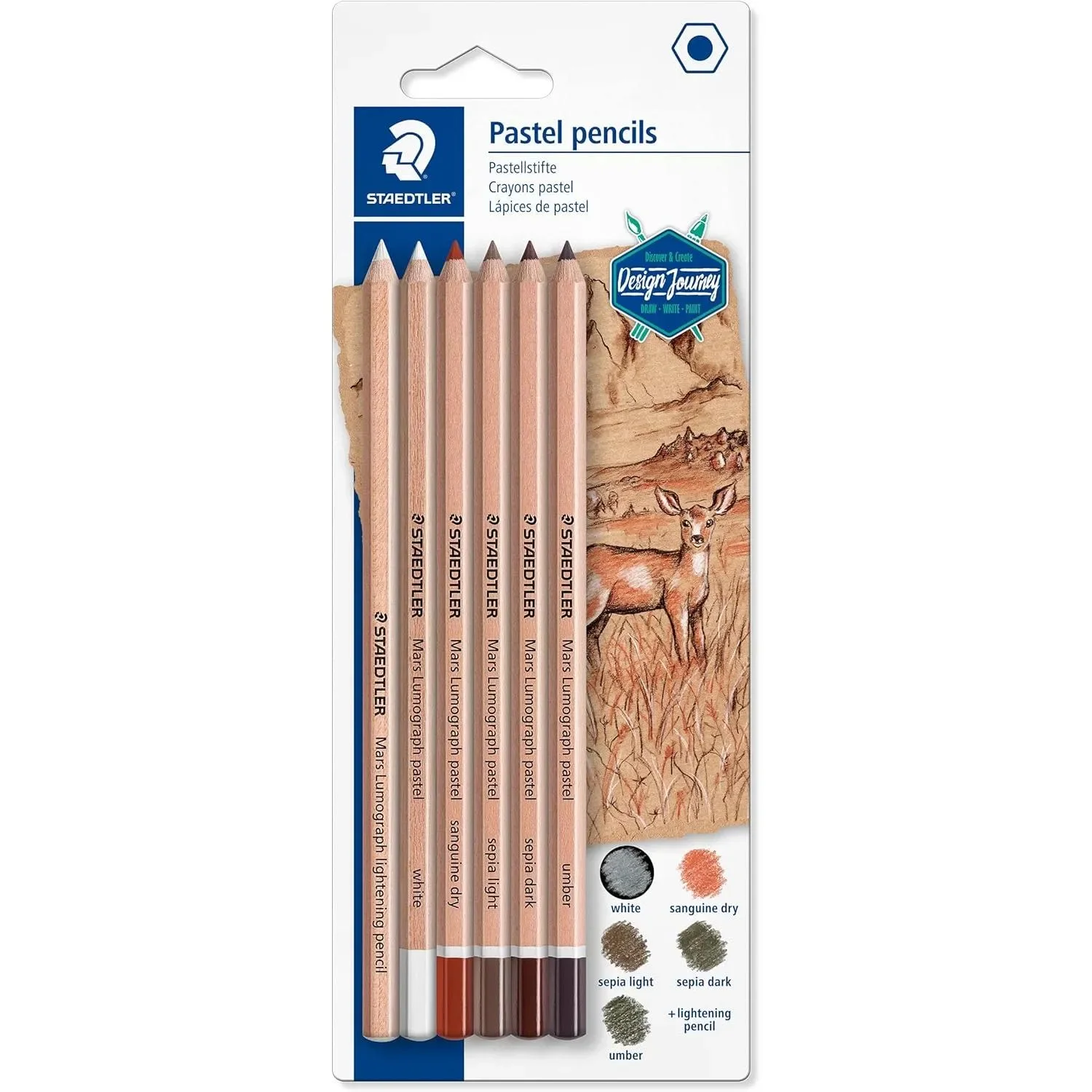 Staedtler Mars Lumograph Pastel Pencils Design Journey Blister Multicolour Pack Of 6