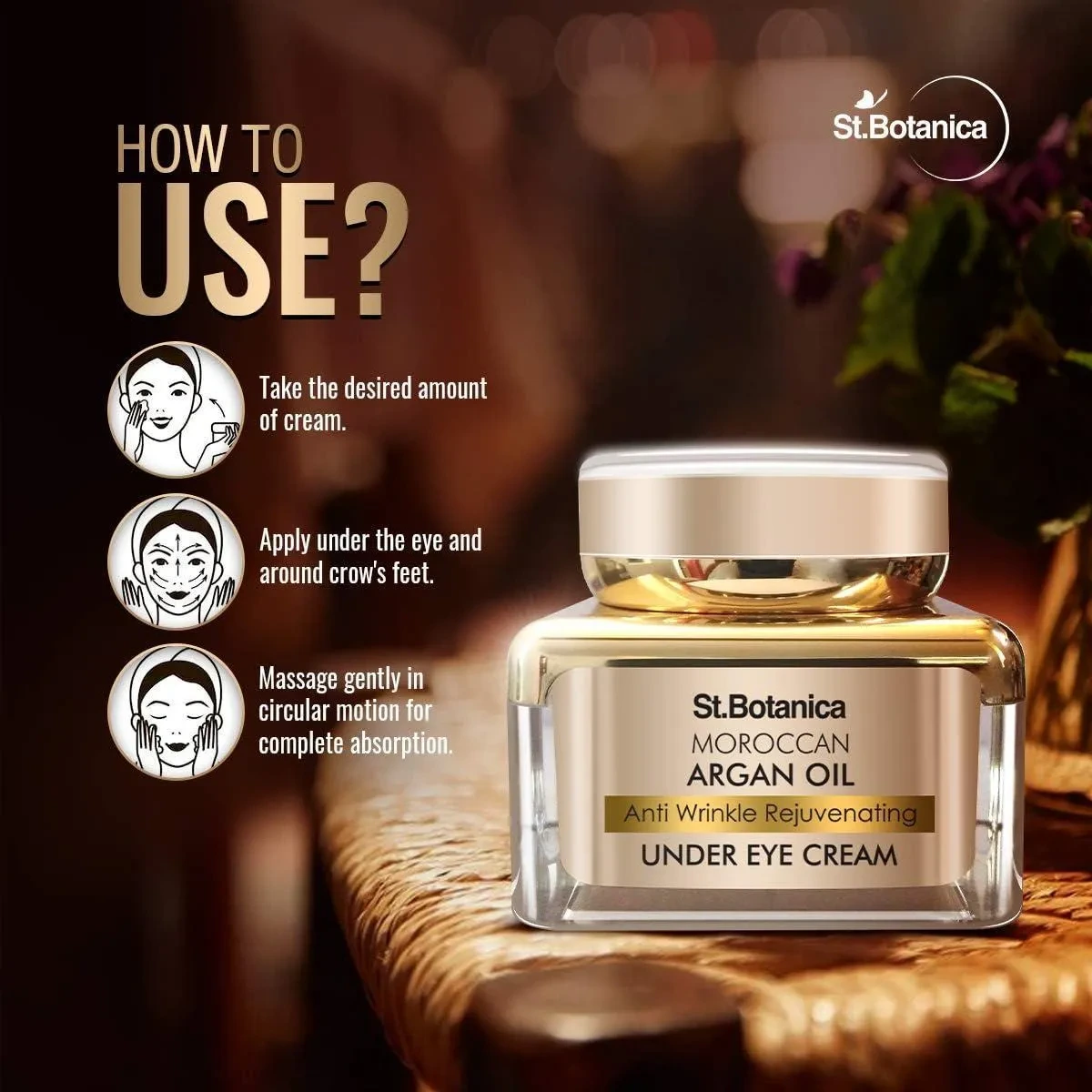 Stbotanica Moroccan Argan Oil Anti Wrinkle Rejuvenating Under Eye Cream, 30G