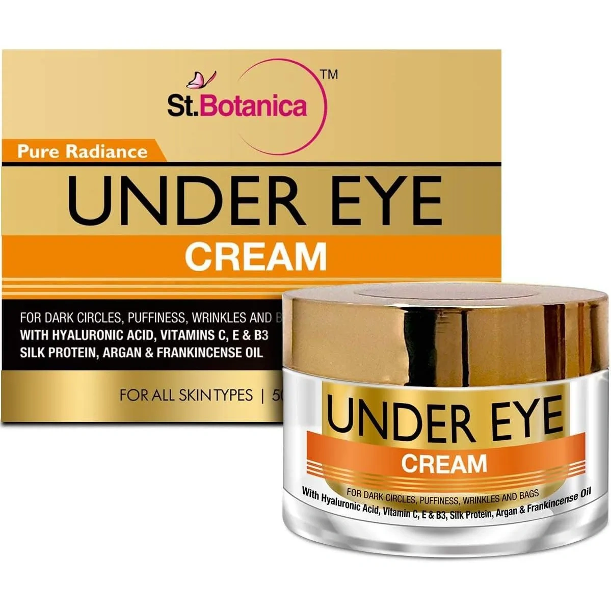 Stbotanica Pure Radiance Under Eye Cream - For Dark Circles, Puffiness, Wrinkles And Bags - 50G