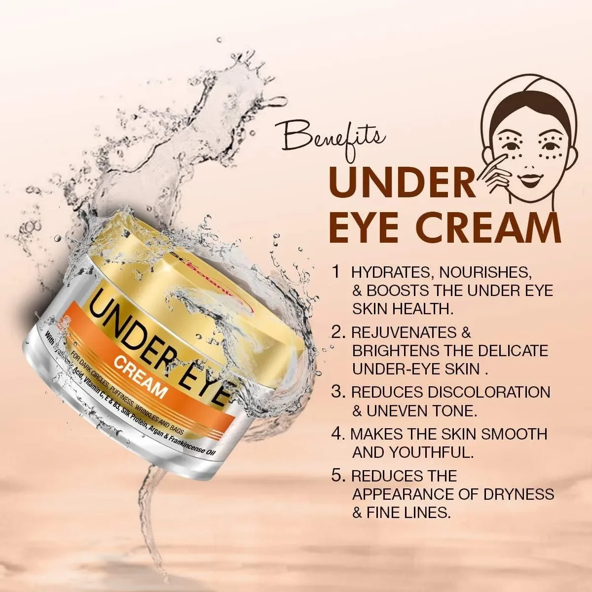 Stbotanica Pure Radiance Under Eye Cream - For Dark Circles, Puffiness, Wrinkles And Bags - 50G