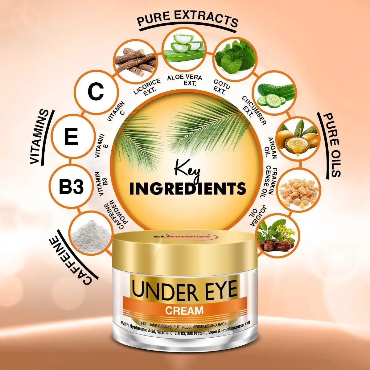 Stbotanica Pure Radiance Under Eye Cream - For Dark Circles, Puffiness, Wrinkles And Bags - 50G