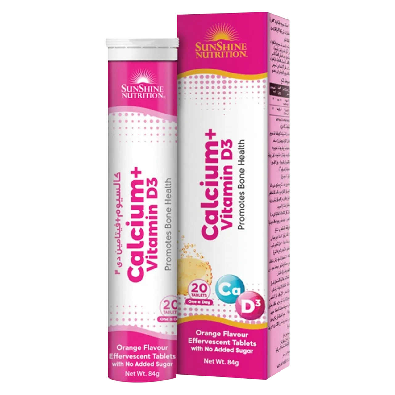 Sunshine Nutrition Calcium+vitamin D3 Orange Flavoured Effervescent 20 Tablets
