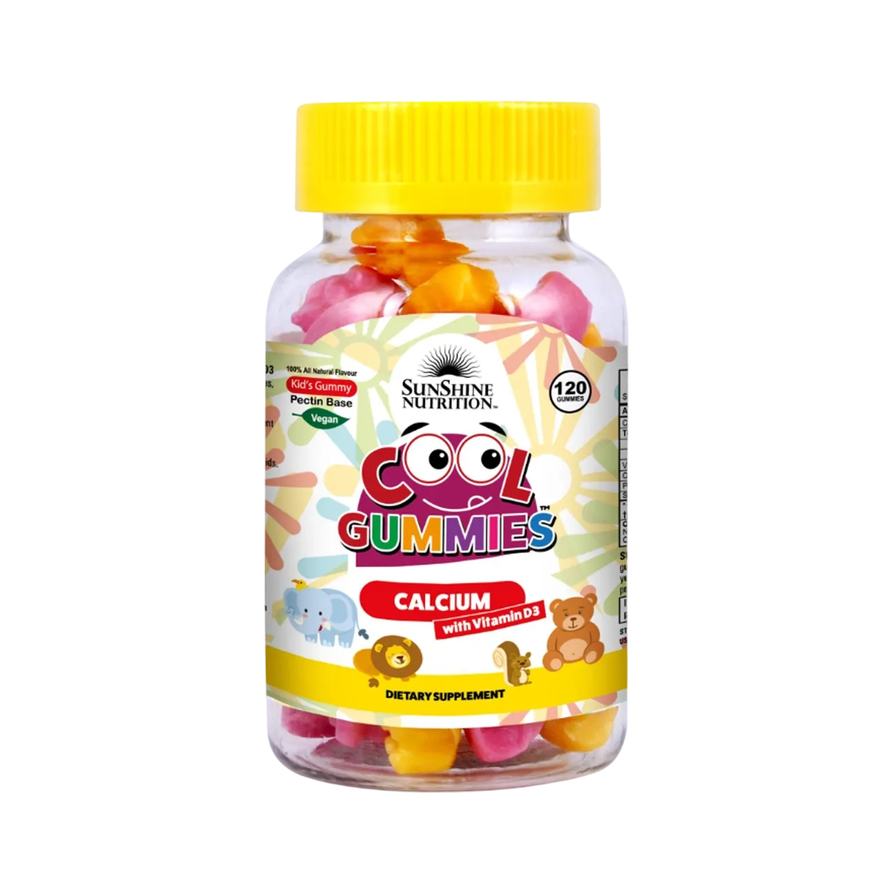 Sunshine Nutrition Calcium With D3 Dietary Supplement 120 Cool Gummies