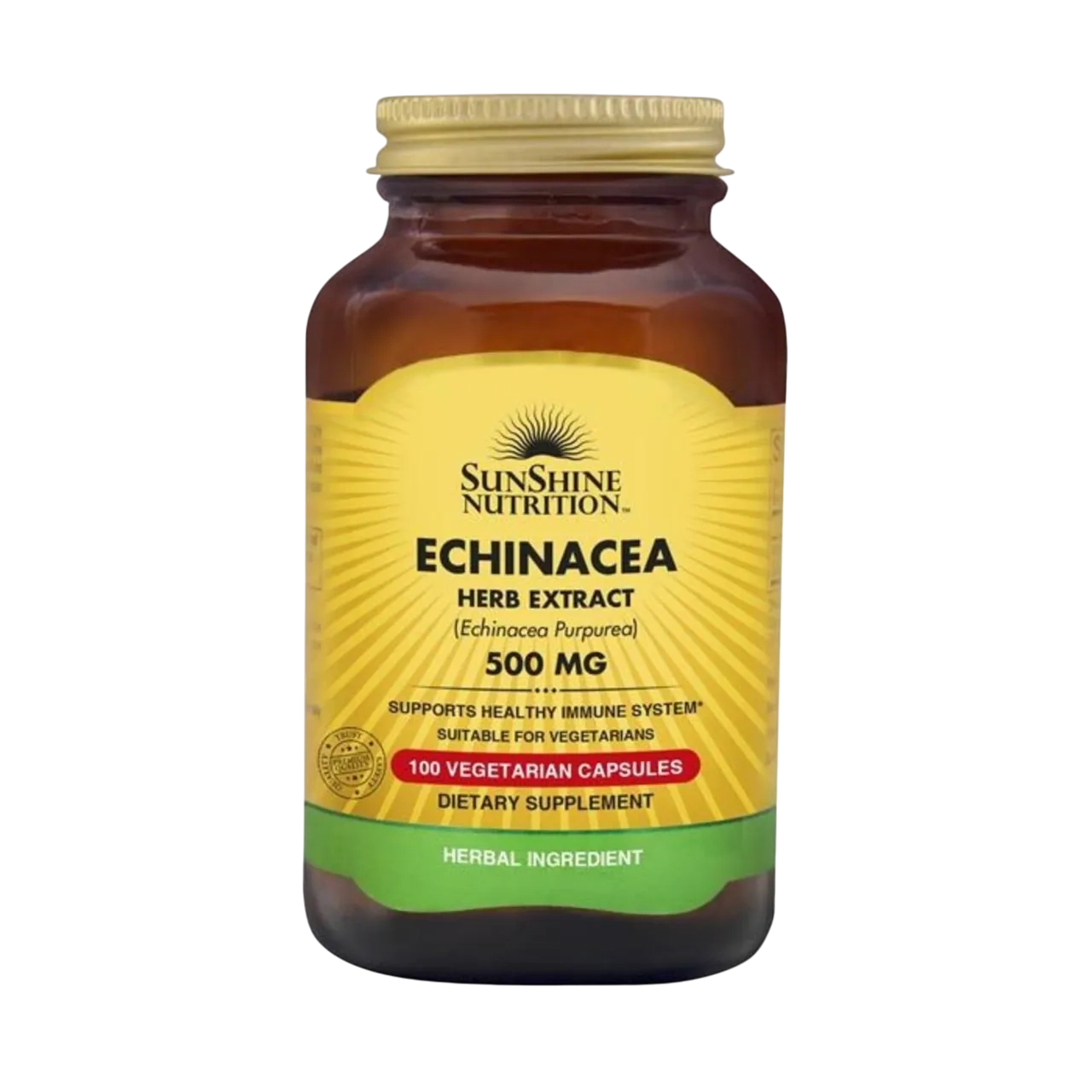 Sunshine Nutrition Echinacea Herb Extract 500mg Supports Healthy Immune System 100 Vegetarian Capsules