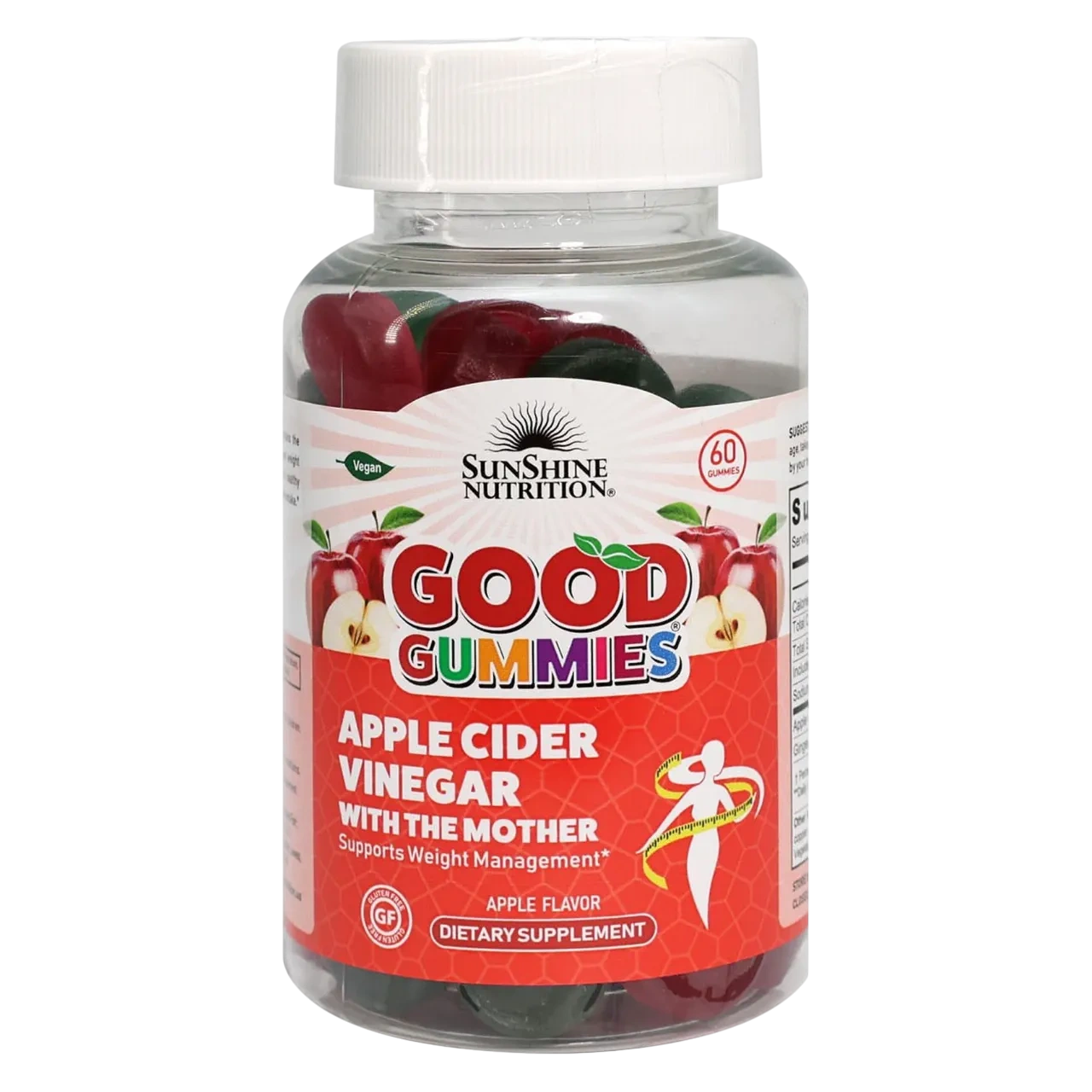 Sunshine Nutrition Good Gummies Apple Cider Vinegar Dietary Supplement 60 Gummies