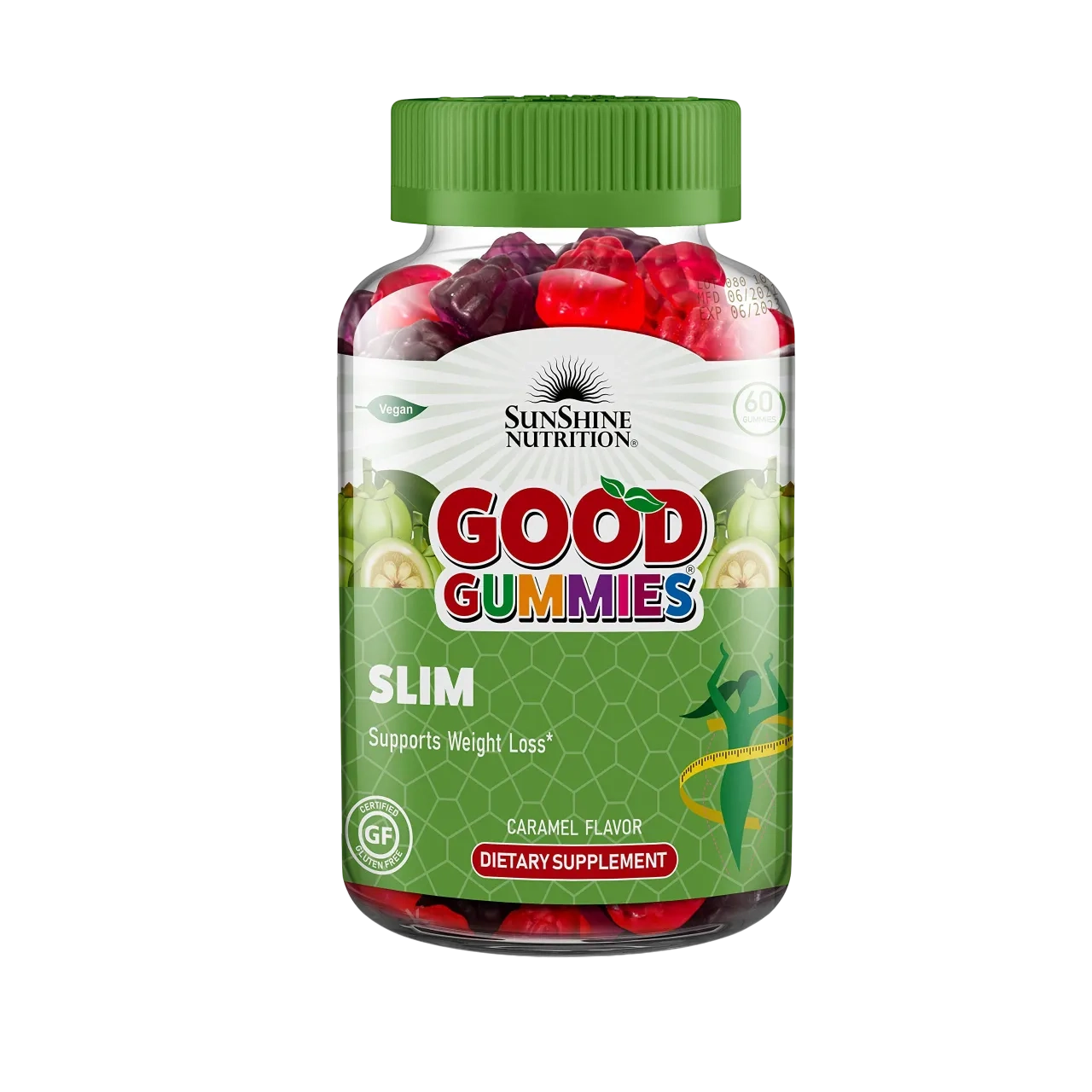 Sunshine Nutrition Good Gummies Caramel Flavor Slim Dietary Suplement Supports Weight Loss 60 Units