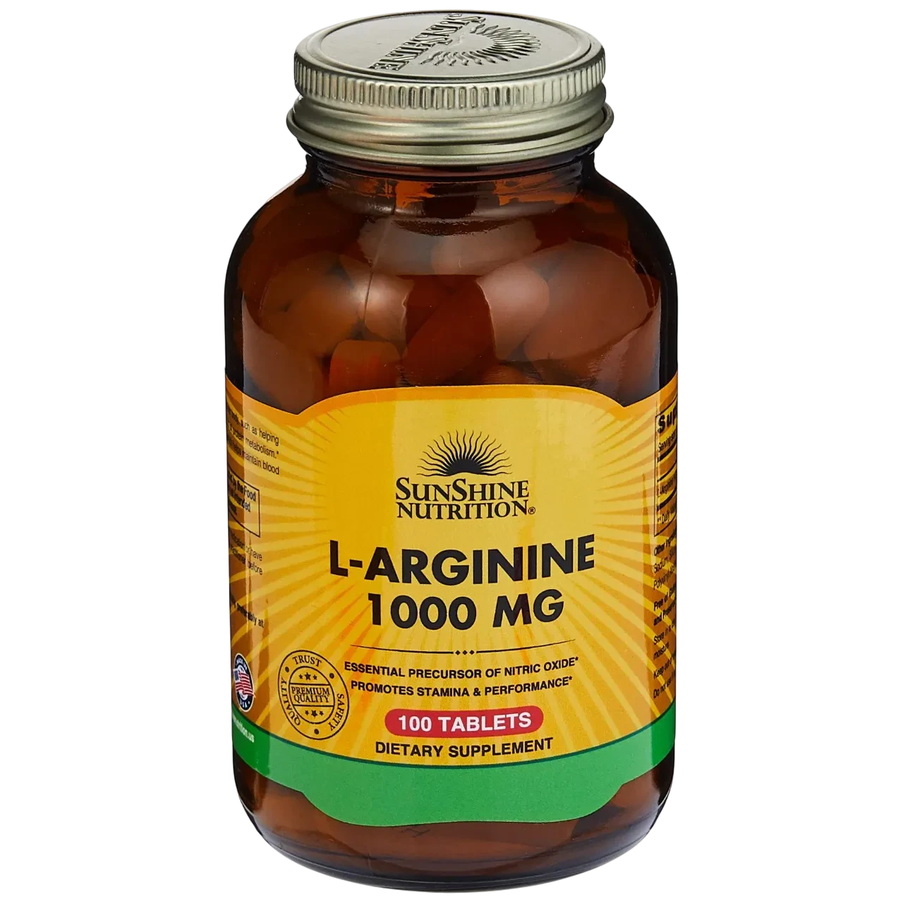 Sunshine Nutrition L-arginine 1000 Mg Promotes Stamine And Performance 100 Tablets