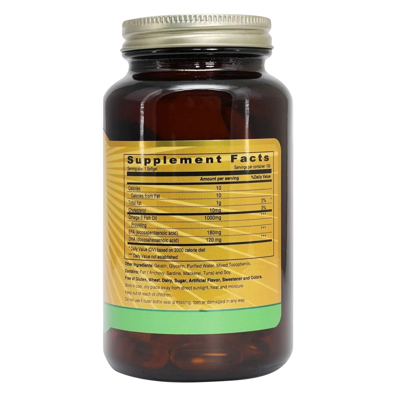 Sunshine Nutrition Omega 3 Oil Fish Oil Concentrate 1000mg Softgel Dietary Supplement 100 Softg