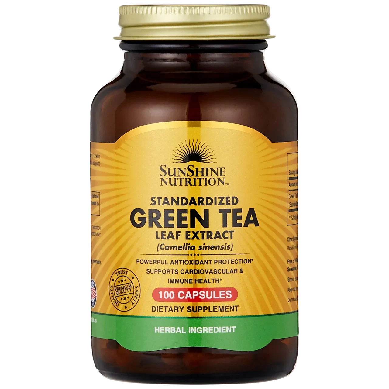 Sunshine Nutrition Standardized Green Tea Leaf Extract - Supports Immune Health 100 Capsules