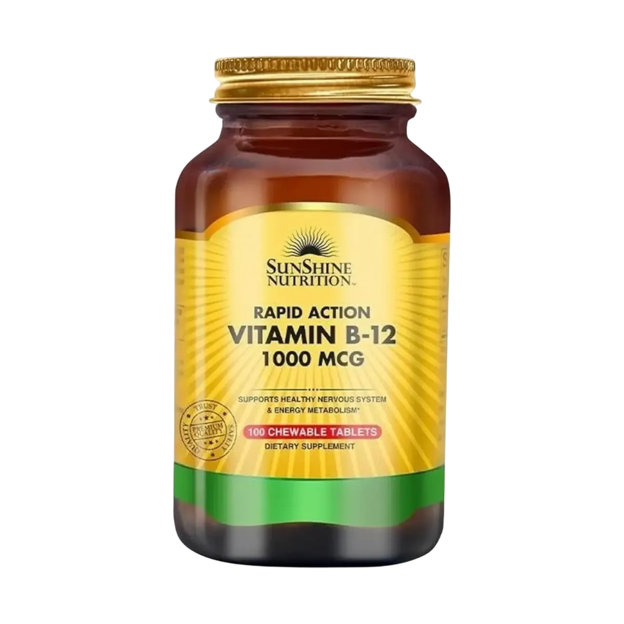 Sunshine Nutrition Vitamin B12 1000mcg Rapid Action Supports Energy Metabolism 100 Tablets