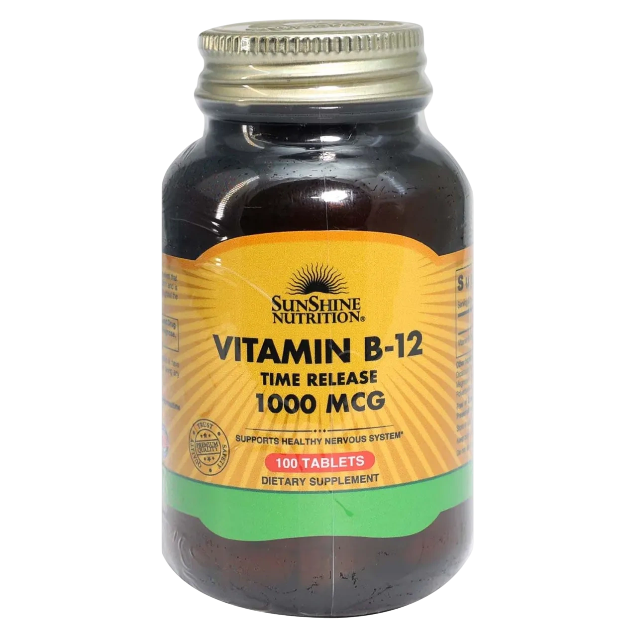 Sunshine Nutrition Vitamin B12 Time Release 1000mcg Dietary Supplement 100 Tablets