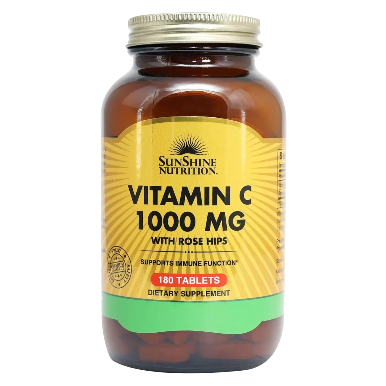 Sunshine Nutrition Vitamin C With Rose Hips 1000mg 180 Tablets