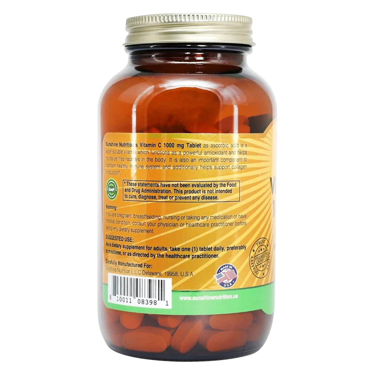 Sunshine Nutrition Vitamin C With Rose Hips 1000mg 180 Tablets