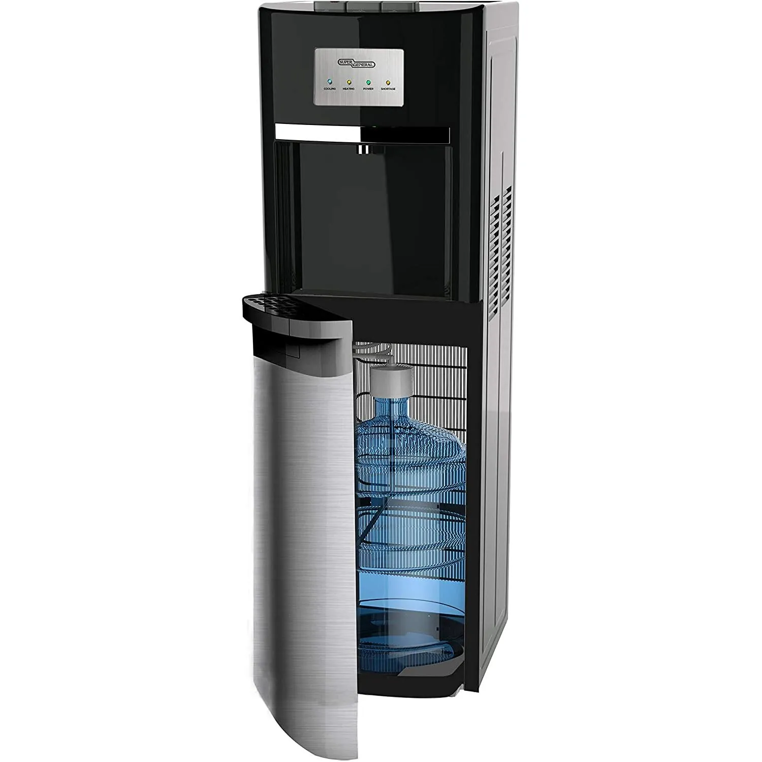 Super General Hot And Cold Bottom Loading Water Dispenser, Instant Hot Water, 3 Taps, Black/silver Sgl2020bm