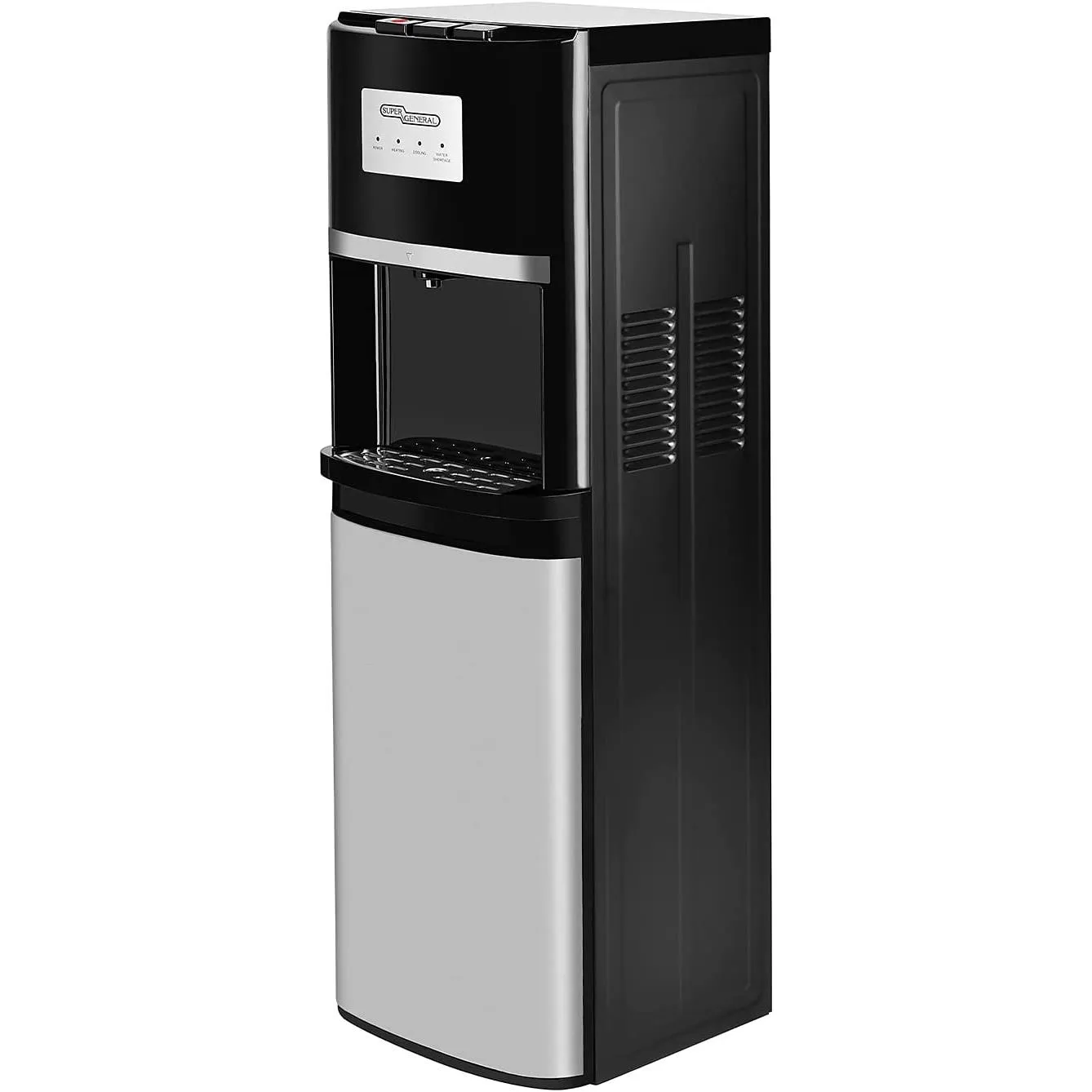 Super General Hot And Cold Bottom Loading Water Dispenser, Instant Hot Water, 3 Taps, Black/silver Sgl2020bm
