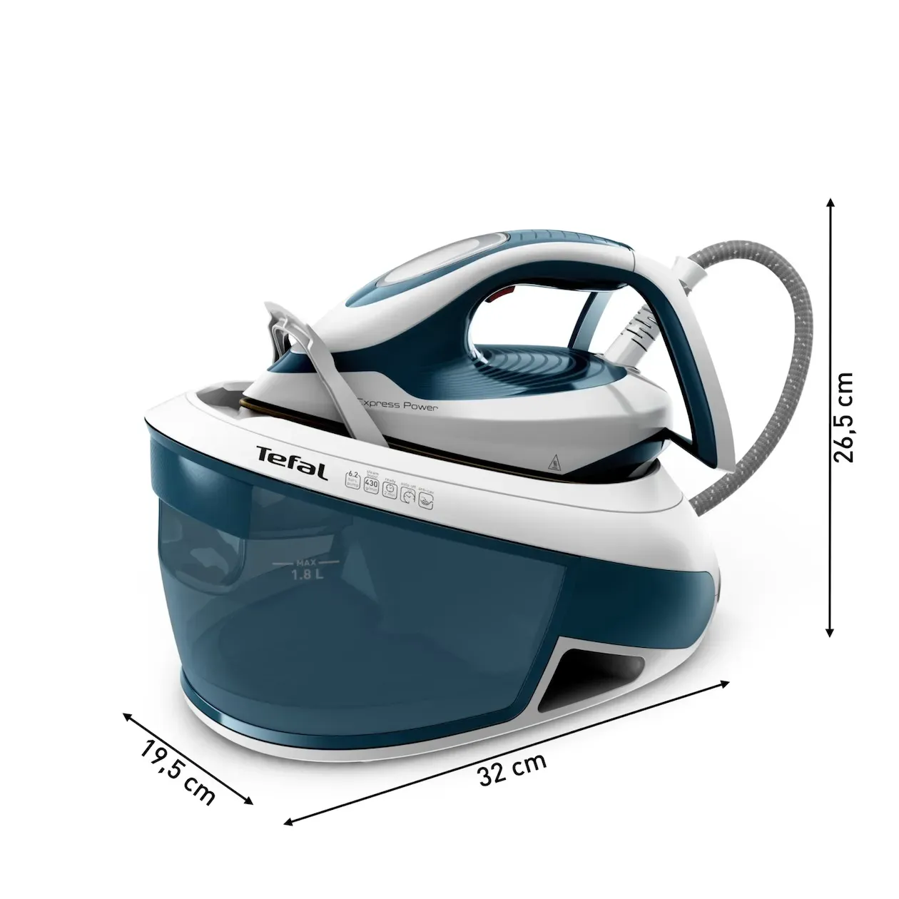 Tefal Express Power Steam Ironing Station 6.2 Bar Pressure 1.8L Container 1800W, SV8111