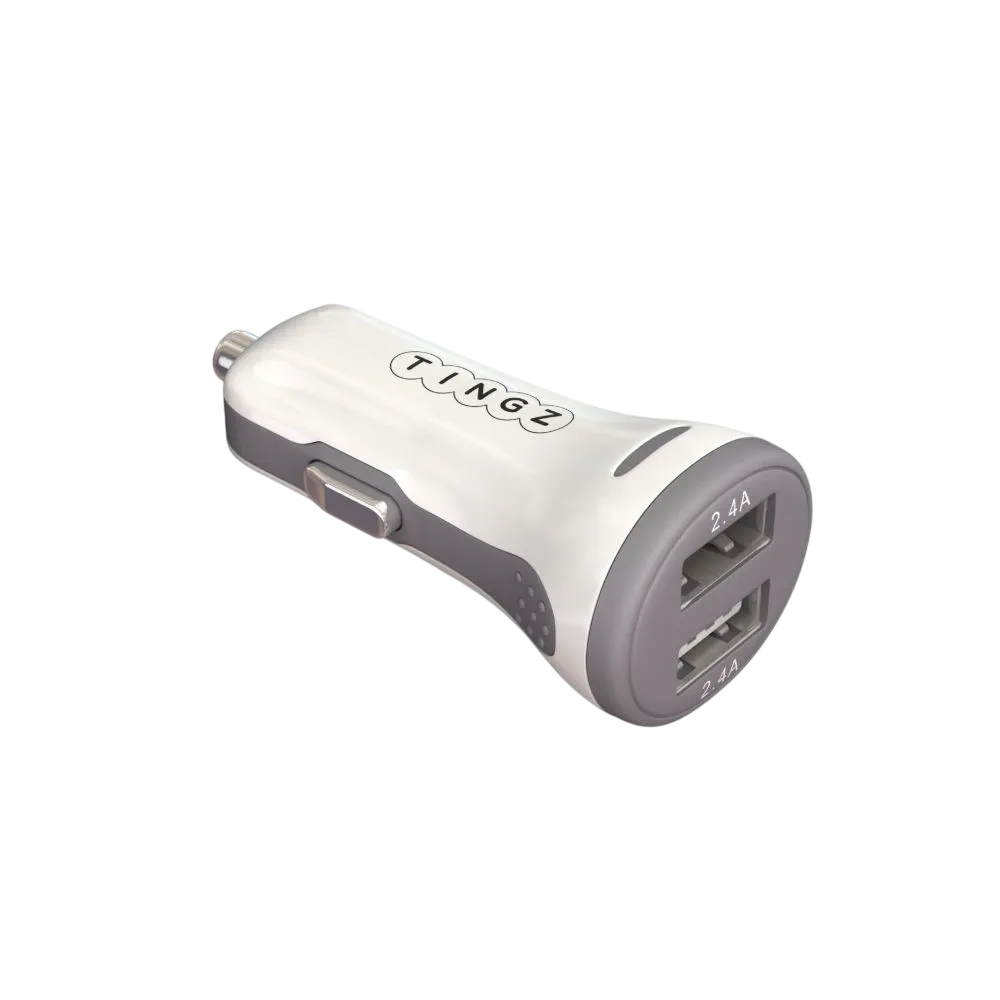 Tingz My Car Charger 3.4a 2 Usb White Car Charger Tccd48-w