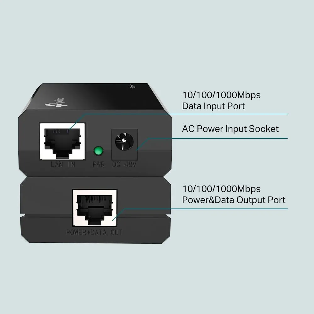 TP-Link 802.3Af Gigabit Poe Injector Convert Non-Poe To Poe Adapter Plug & Play Tl-Poe150S Black