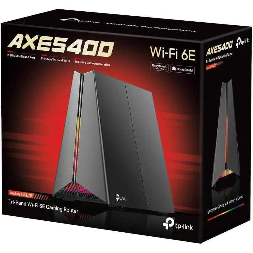Tp-link Archer Gxe75 Axe5400 Tri-band Wi-fi 6e Gaming Router Ultra-fast 5.4 Gbps Wi-fi, 2.5g Multi-gigabit Port, Exclusive Game Acceleration