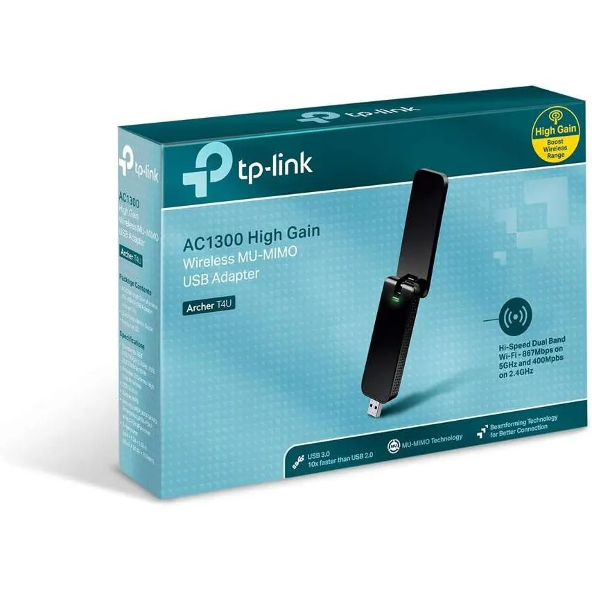Tp-link Archer T4u Ac1300 Wireless Wi-fi Usb 3.0 Adapter Black