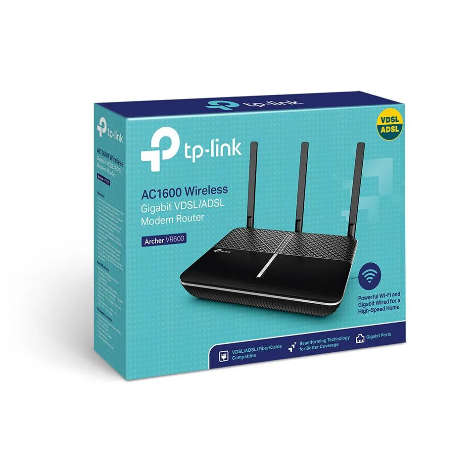 Tp-link Archer Vr600 Ac1600 Wireless Gigabit Vdsl,adsl Modem Router Black