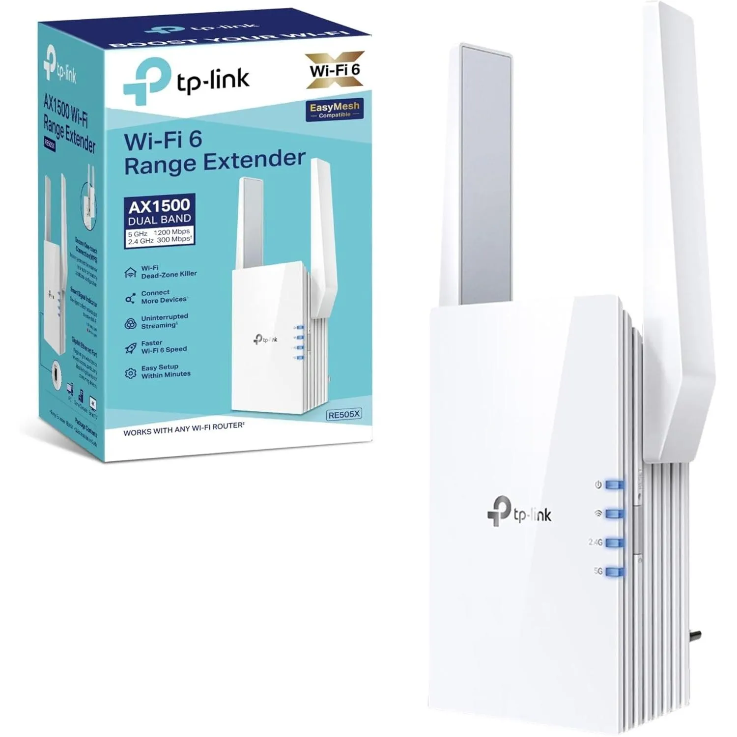 Tp-link Ax1500 Next-gen Onemesh Ax Wi-fi-6 Range Extender Access Point Mode Re505x