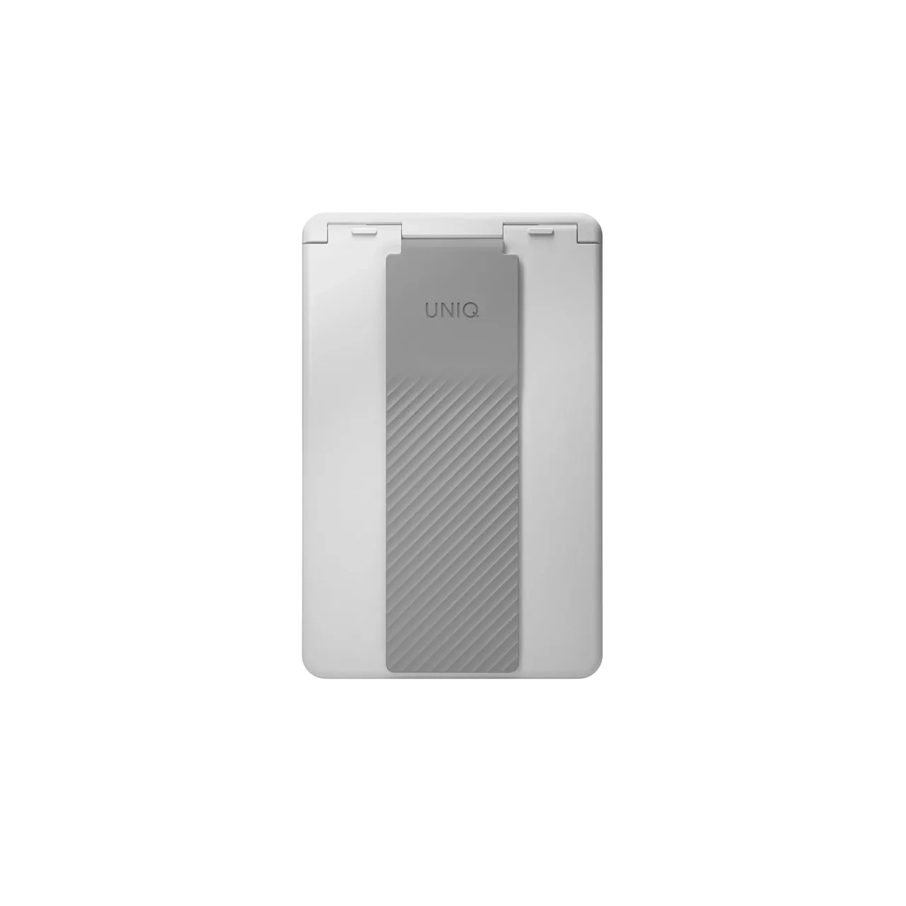 Uniq Heldro Id Magnetic Card Holder With Grip-band And Stand Grey Helidch-cgrey