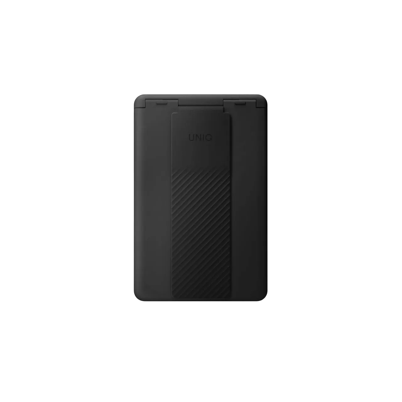 Uniq Heldro Id Magnetic Card Holder With Grip-band And Stand Midnight Helidch-black