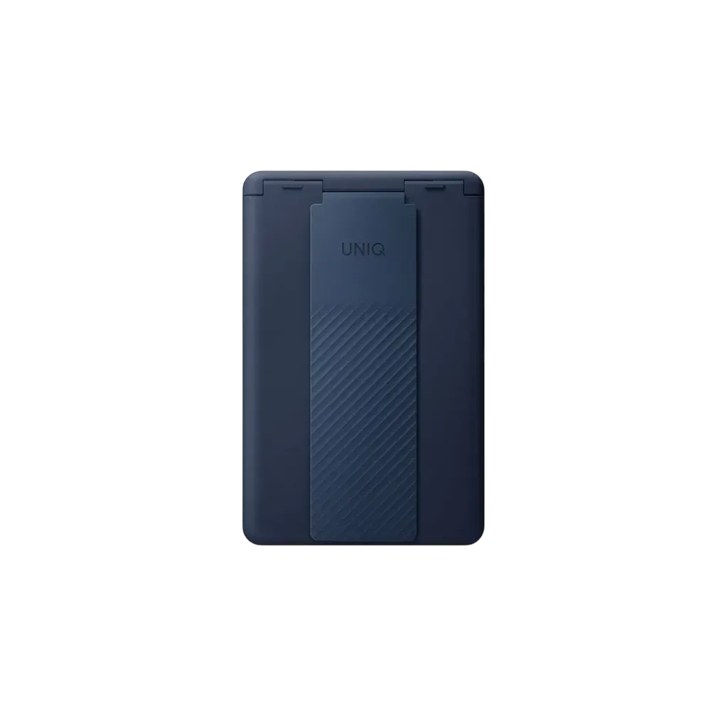 Uniq Heldro Id Magnetic Card Holder With Grip-band And Stand Navy Helidch-sblue