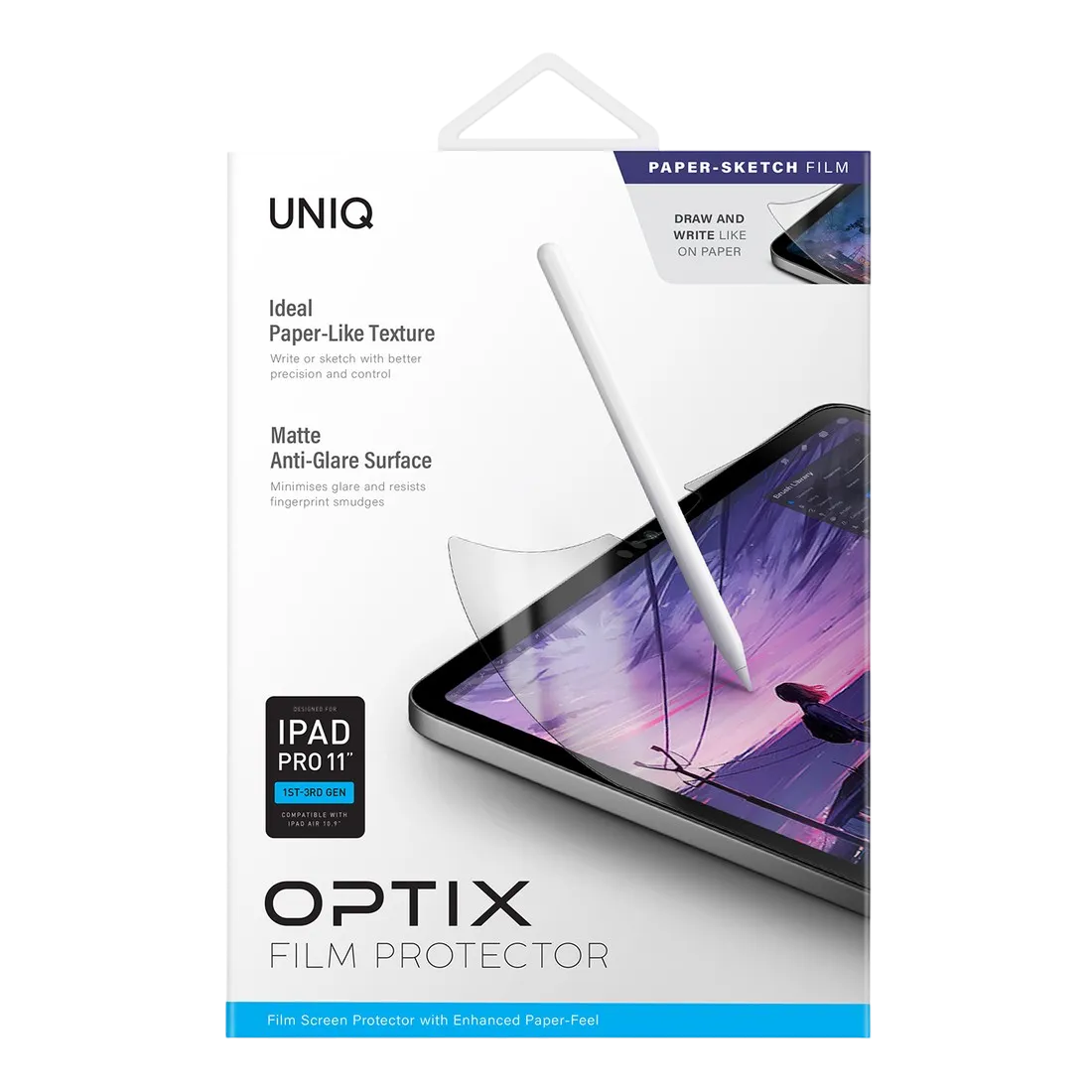 Uniq Optix Paper-sketch Film Screen Protector For Ipad Pro 11 1-3rd Gen/air 10.9 Npdp11psfilm