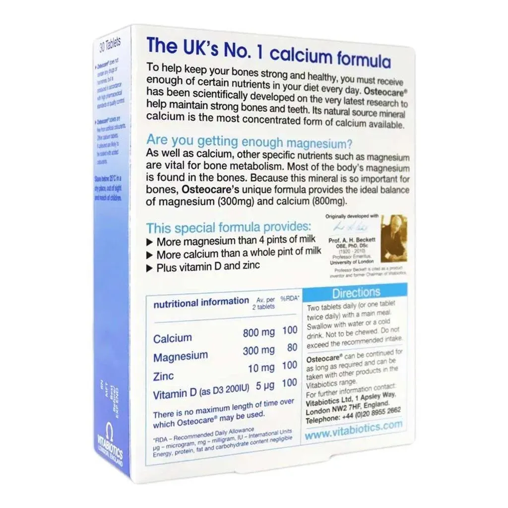 Vitabiotics Osteocare Tablets With Calcium, Magnesium, Vitamin D & Zinc, Pack Of 30's