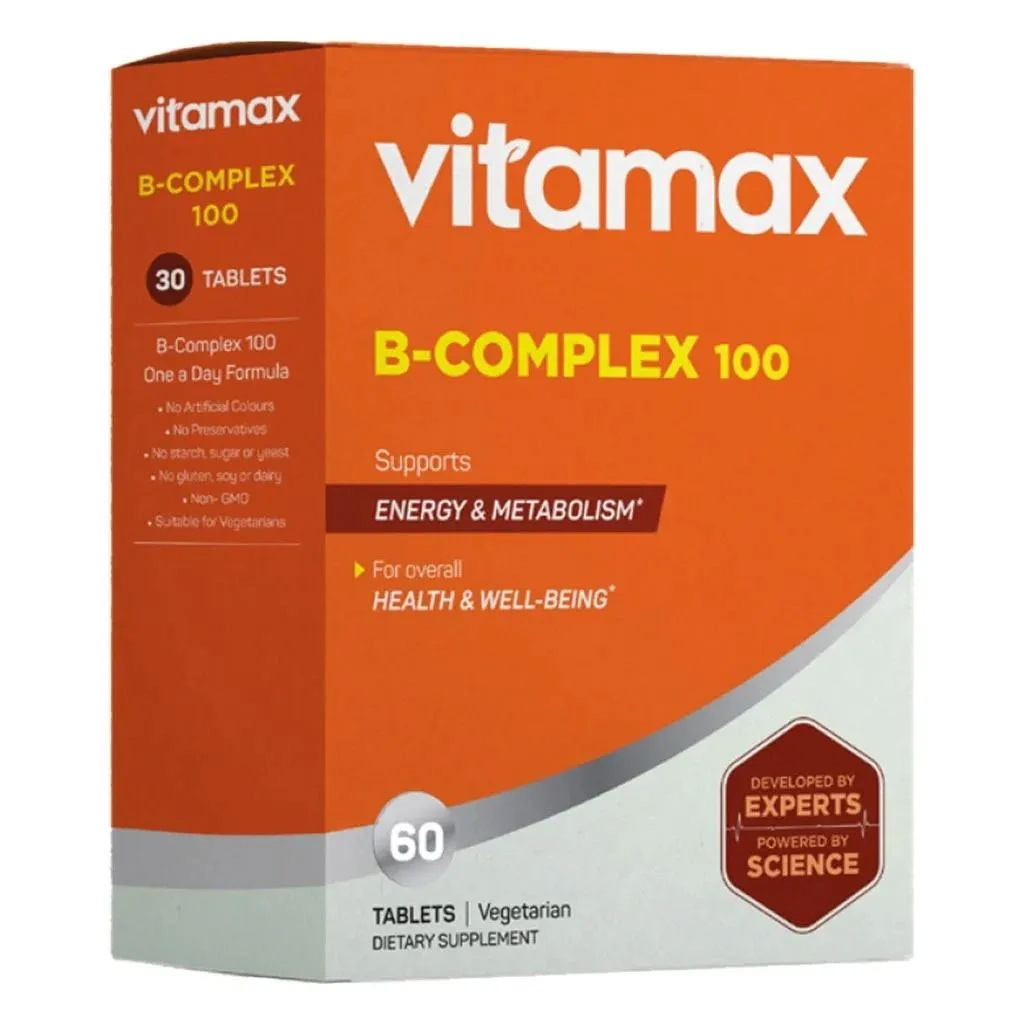 Vitamax B Complex 100 Supplement Tablets, Pack Of 60's