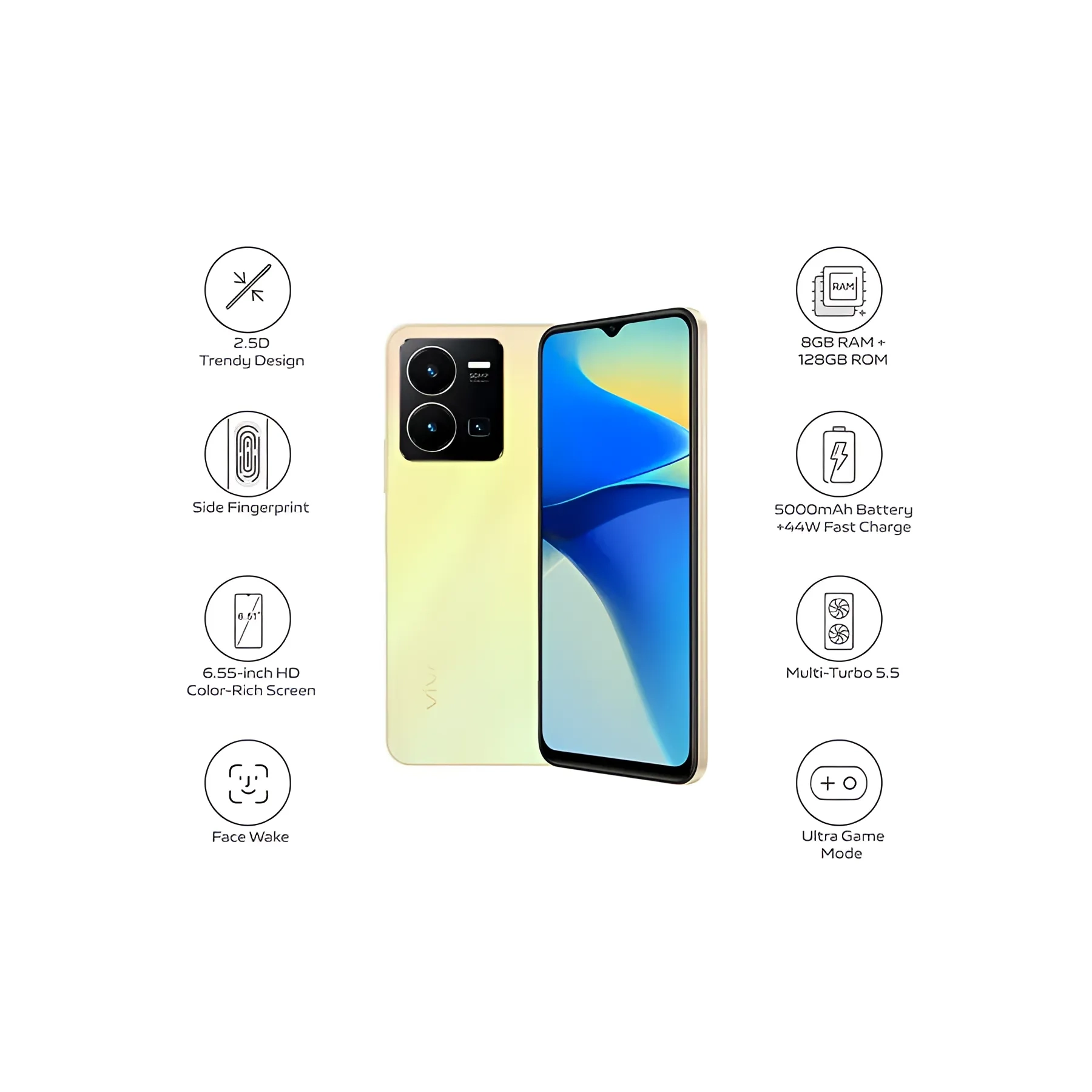 Vivo Y35 Dual Sim Dawn Gold 8GB Ram 128GB 4G LTE