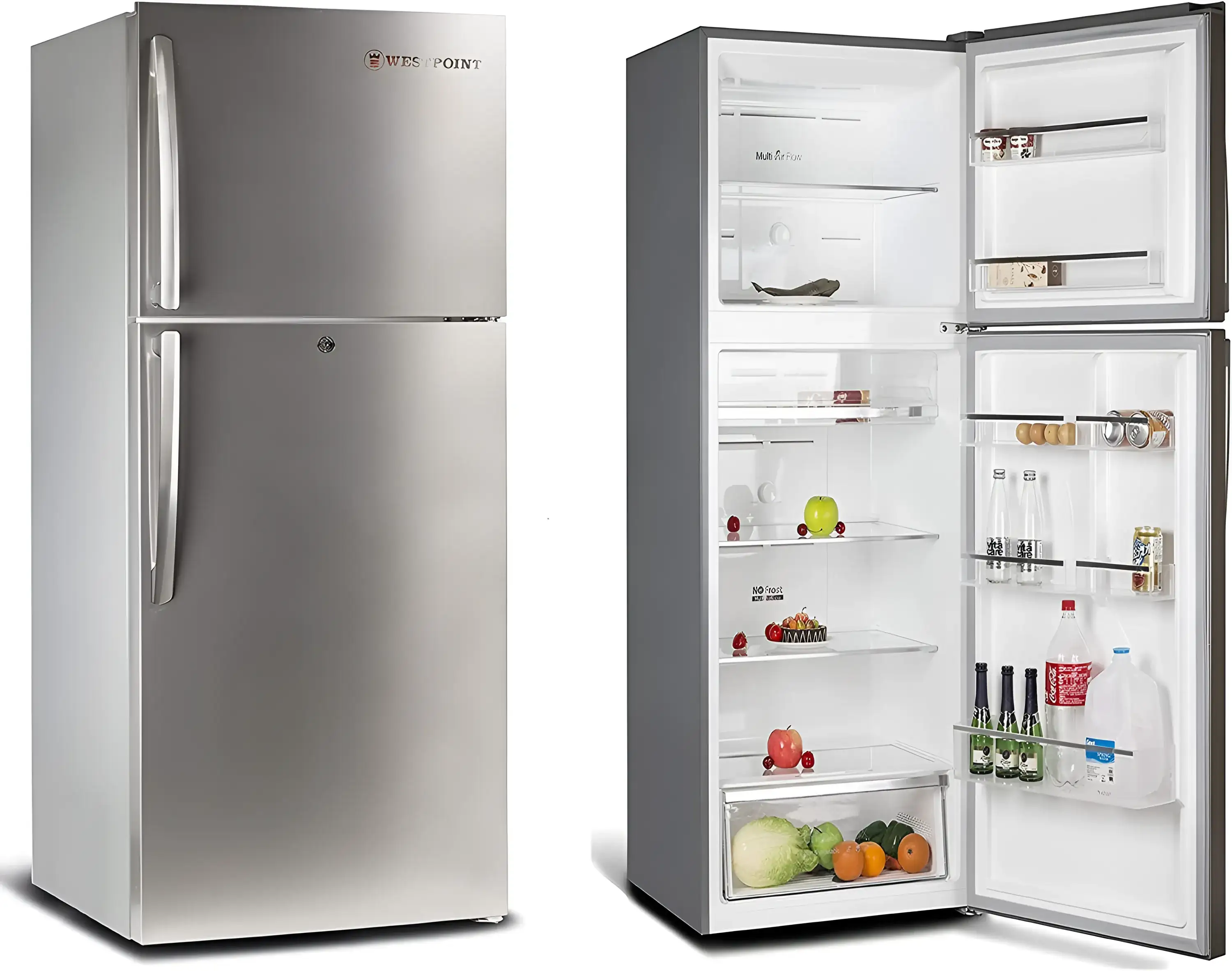 West Point  2 Door Refrigerator - No Frost - 500L - Inverter Com - Stainless Steel
