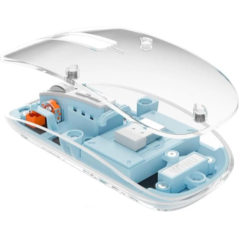 WiWU Crystal Transparent Magnetic Wireless Mouse Blue ‎wm105bl