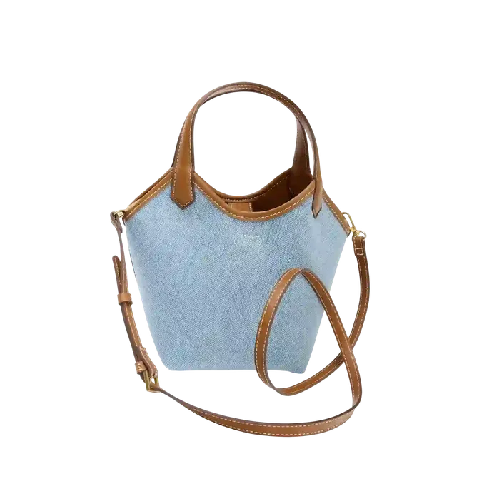 Zara Contrast Denim Mini Tote Bag Denim Blue 6830-610-043